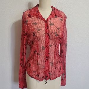 BOGO / Vintage Red 90s Sheer Retro shirt